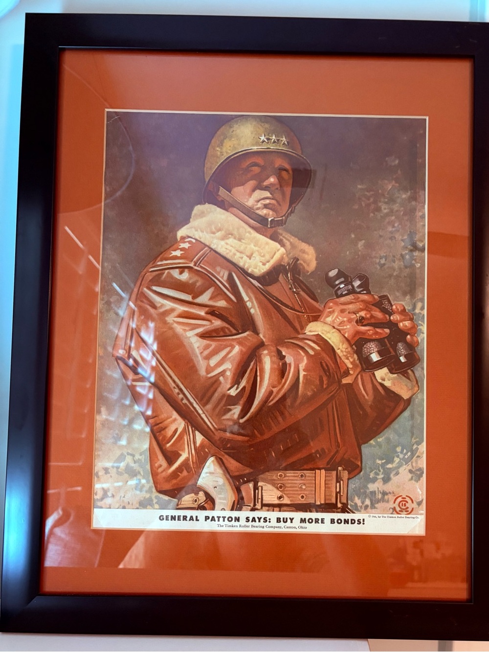 Military-General George S Patton-Framed vintage magazine print from 1944-